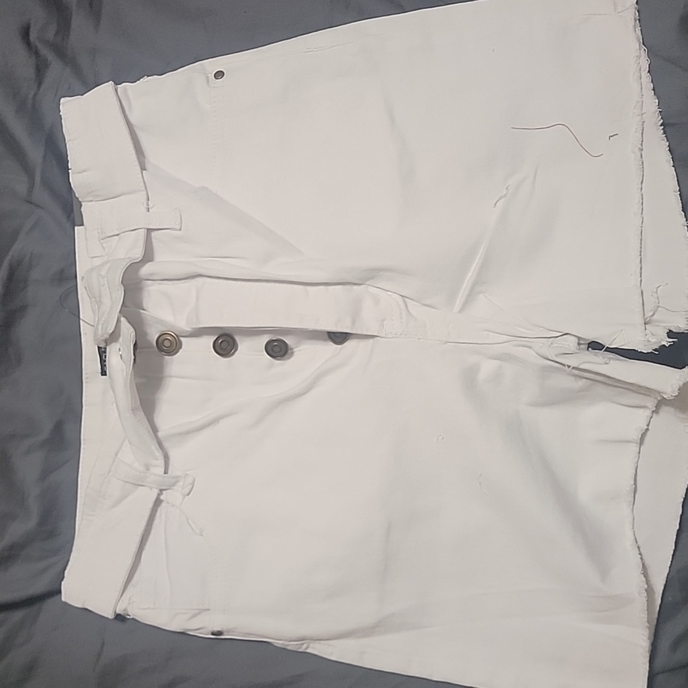 White Foldover denim shorts
